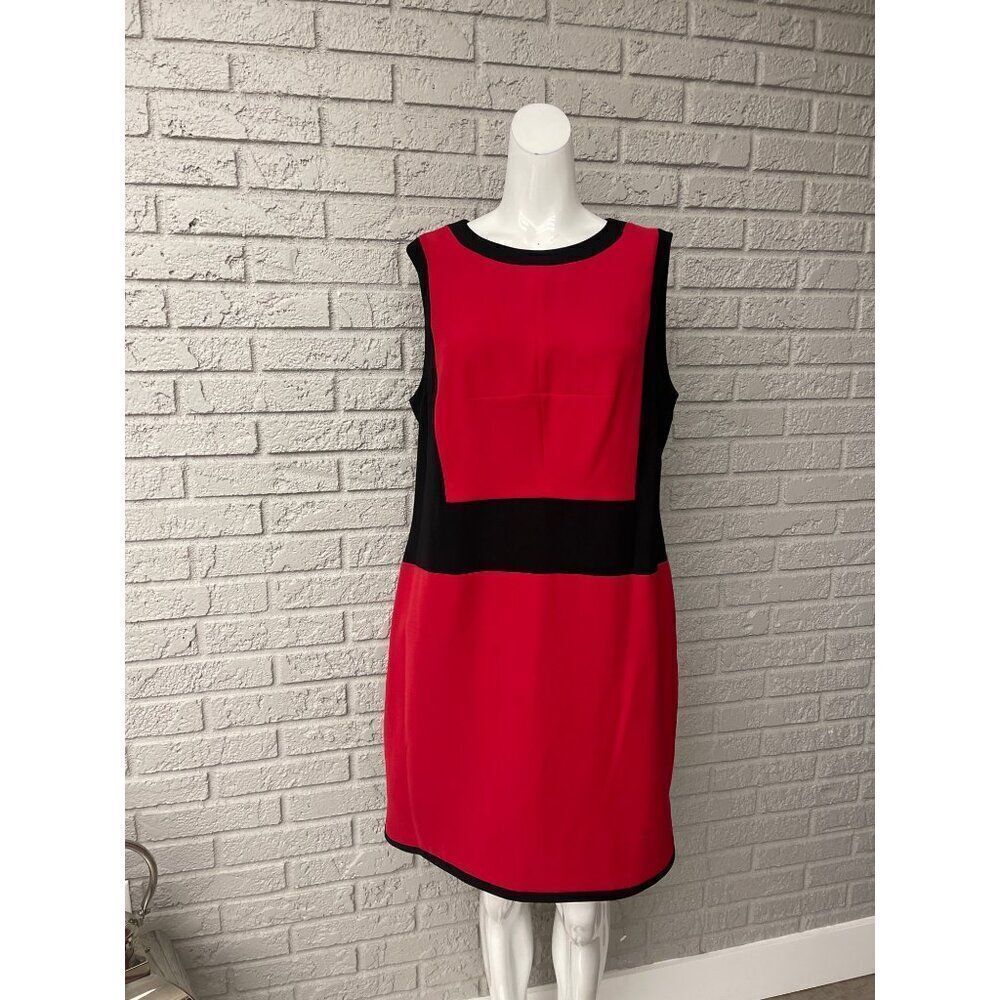 Vince Camuto Women Sleeveless Pocketed Color Block Dress Size L